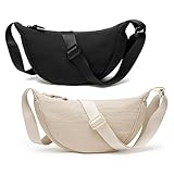 2PCS Crescent Bag for Women, Cross Body Bag Women, Nylon Crescent Bags Hobos Crossbody Bag Purse Dumpling Bag with Adjustable Strap Image