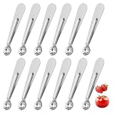 12uds Herramienta Descorazonadora Tomates de Plata, Descorazonador Tomates y Fresas Acero Inoxidable Herramienta de Cocina Descorazonador Frutas y Verduras