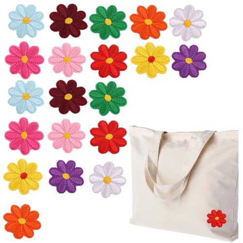 FDCGAS parches ropa termoadhesivos - 20 Piezas Parches de Apliques de Flores Parches de Plancha de Flores Bordados Parches Decorativos de Colores Mezclados para Ropa Vestido Planta Sombrero Jeans