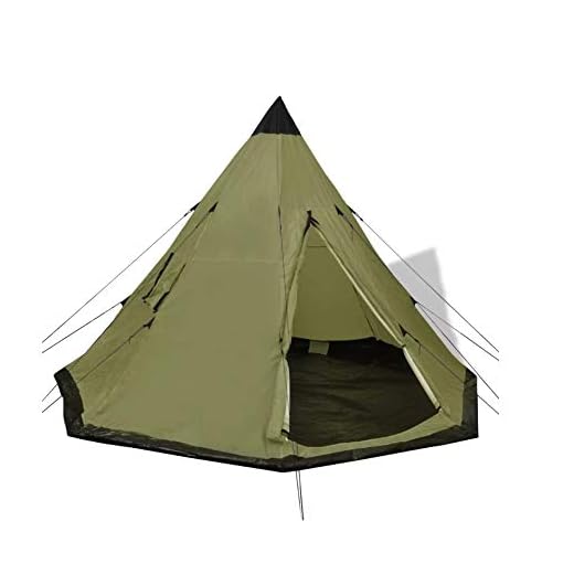 SOULONG Tienda de campaña india, teme, camping, tienda familiar, resistente al agua, para 2 a 4 personas, superficie de dormir: 300 x 300 cm (largo x ancho x alto). (verde)
