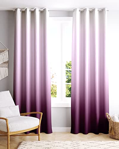 Ultimate Trends Polyester Printed Solid Gradient Curtains Set of 2 Panels (Window 5 FEET, Light Purple)