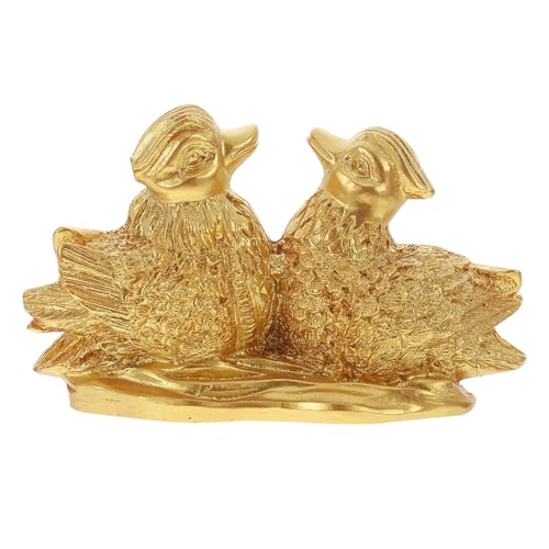Sculpture de canards en résine dorée pour décoration de mariage