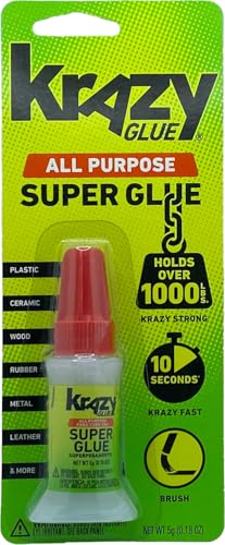 Krazy Glue All Purpose Brush-On Superglue 5 g Quick Dry No-Clog Adhesive for Ceramic Plastic Wood Glass Porcelain Metal Leather & More