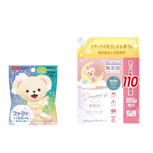 ファーファ ストーリー ドリーミー 柔軟剤 詰替 1100ml アロマティックフラワーの香り + バスボール 75g せっけんの香り マスコット入り