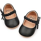 HONGTEYA Infant Baby Girls Mary Jane Flats Non Slip for Toddler First Walkers Soft Sole PU Leather Crib Shoes Sneaker Wedding Party Christmas Princess Dress Shoes Baby Moccasins Girls