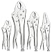 FASTPRO 4-piece Locking Pliers Set, 5", 7" and 10" Curved Jaw Locking Pliers, 6-1/2" Long Nose Locking Pliers