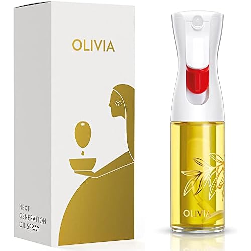 FLAIROSOL OLIVIA. The Original Advanced Oil Sprayer for Cooking, Salads, BBQs and More, Continuous Spray with Portion Control, Trusted by Chefs. Patented Technology. (Glass Bottle) (Golden Leaves)