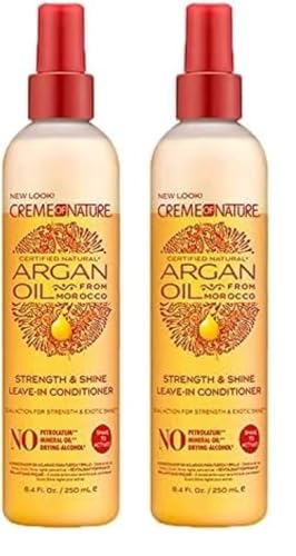 Creme Of Nature Argan Oil Tratamiento Acondicionador Brillo y Fortalecedor sin aclarado, protector térmico con Aceite de Argán, Cuidado para todo tipo de cabellos - 250 ml (Paquete de 2)