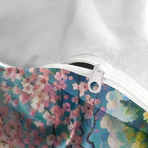 Housse de couette fleur de peche microfibre avec fermeture eclair pour couette fixe - 8