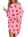 KFUBUO Plus Size Nightgowns for Women Oversized Sleep Tshirts Dress Pjs Lounge Short Sleeves Strawberry Sleepwear With Pocket Fit S-5XL