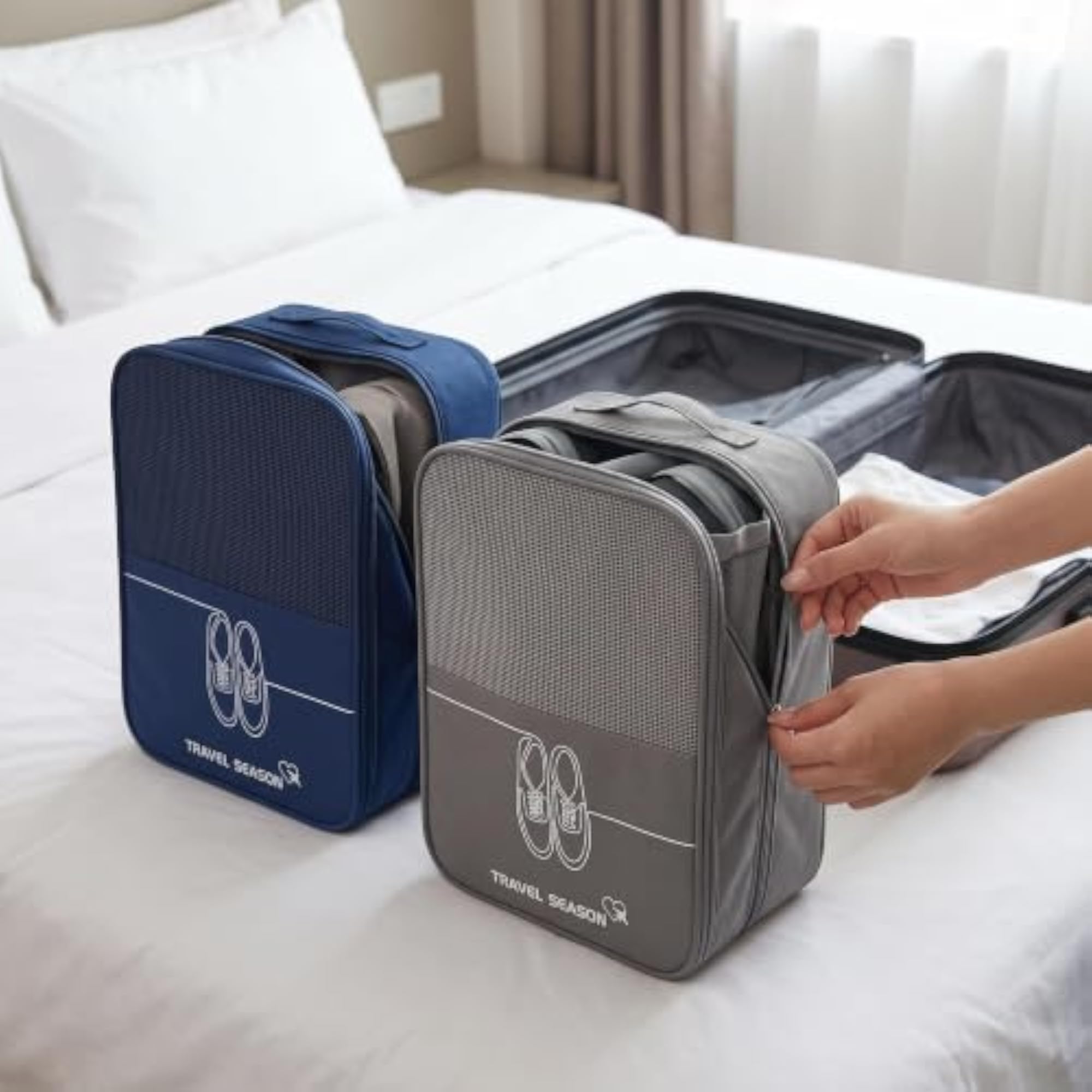Travel Shoe Storage Bag with Luggage Sleeve, Waterproof