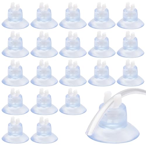 20 Pack Aquarium Suction Cup Clips, Standard Aquarium Accessories Suckers for Fish Tank Fit for 4-6 mm ID Airline Tubing Clear Air Hose Holder Clamp Accessories Suitable for Fish Tank Aeration Setup