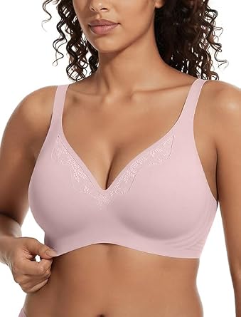 Jelly Bras for Women No Underwire Seamless Bralette with Lace Trim
