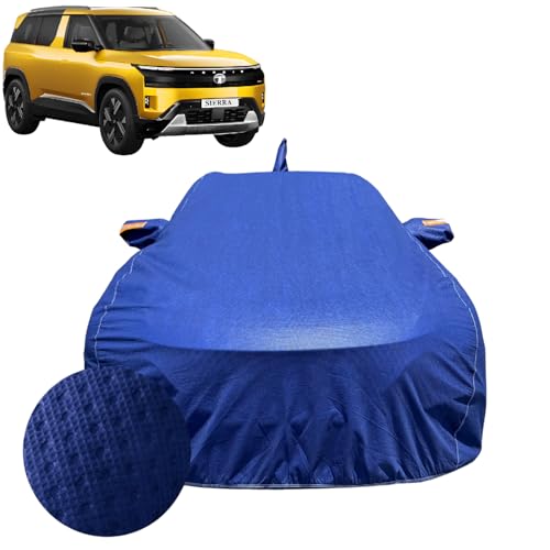 Image of Car Cover for Tata Sierra (2026) | 100% Waterproof Cover with Antenna & Reflective Mirror Pockets | Dustproof, Scratchproof, Heatproof Sierra Car Cover |Soft Cotton Lining| Blue