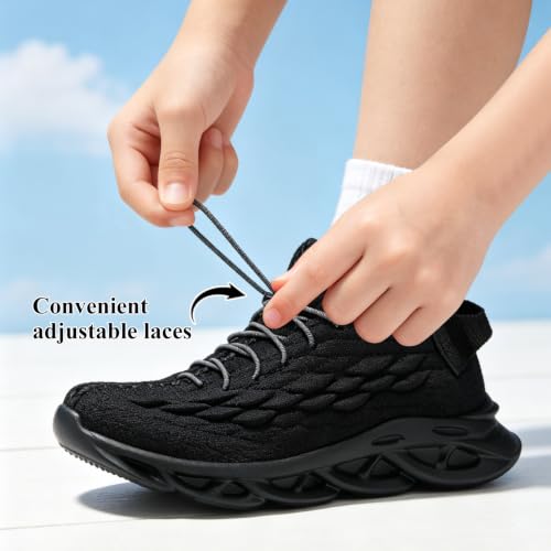 Image of JMFCHI Boys Girls Kids Sneakers Knitted Mesh Running Tennis Athletic Shoes | Breathable,Lightweight,Comfortable,Non-slip,Easy wear,Casual fashion,Indoor outdoor,Gym sport,Daily play,Little /Big Kid