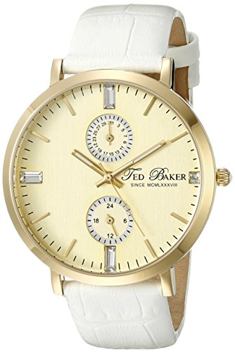 Ted Baker Women's TE2105 Smart Casual Gold Dial Gold Case White Strap Watch