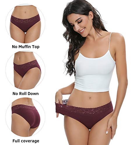 Cotton Hipster Panties for Women Lace Hiphugger Panties Bikini Underwear Pack2