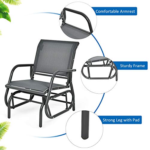 image for Giantex Swing Glider Chair W/Study Metal Frame Comfortable Patio Chair