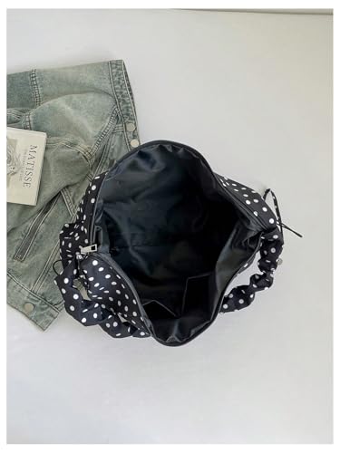 Bolso tote vintage negro con lunares de mujer miniatura 3