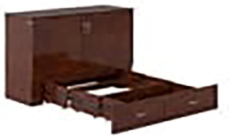 BOWERY HILL Queen Solid Wood Murphy Bed Chest, Walnut Finish, Includes Fold-Away Gel-Infused Memory Foam Mattress, Built-in USB Charging Station, Extra Storage Drawer, Space-Saving Bedroom Furniture