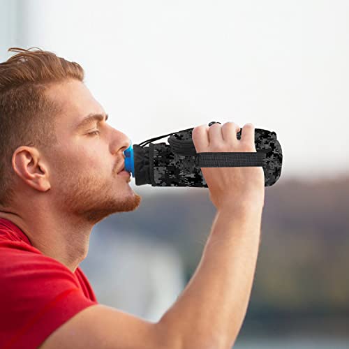 Image of RICHEN Neoprene Water Bottle Carrier Bag with Adjustable Shoulder Strap,Insulated Water Bottle Cover for Stainless Steel /Glass /Plastic Bottles