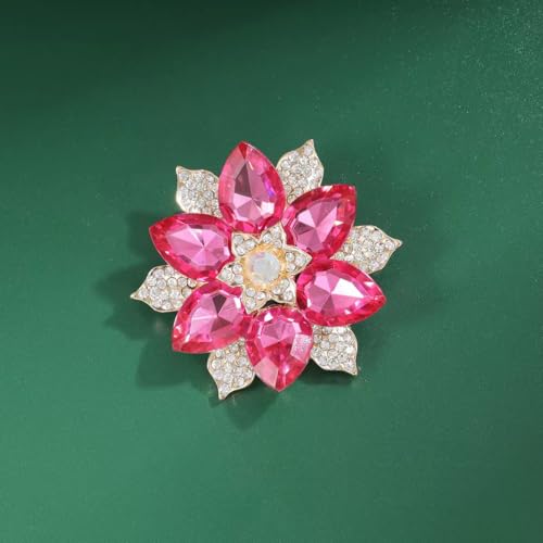 Image of Rhinestone Sunflower Brooch Pin for Women Red Black Purple Large Flower Broochs Snowflake Brooch Marquise Wreath Brooches Jewelry