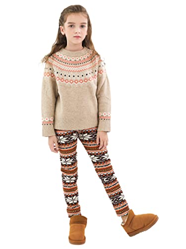 Toddor 2 Pack Girls’ Fleece Lined Leggings Soft Printed Ankle Length Tights Pants Winter Warm Thick Stretchy Pants Multicolor #TOP4