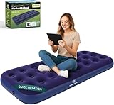 Green Haven Aufblasbares Campingbett – wasserdichte aufblasbare Doppel-Luftmatratze, schnell aufblasbar, ideal für Camping und Gäste (Einzel-Luftbett), Dunkelblau