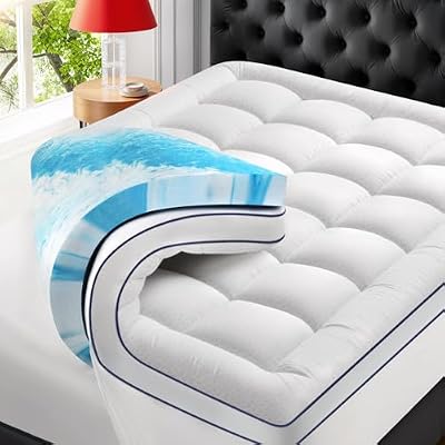 LovingLeashes Premium Dual Layer 4 Inch Memory Foam Mattress Topper, 2 Inch Gel Memory Foam and 2 Inch Pillow Top Mattress Pad Cover for Back Pain, Extra Thick Comfort Support(King 78"x80")