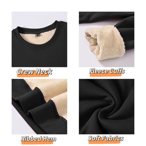 Image of STICKON Men's Sherpa Lined Sweatshirts Heavyweight Warm Long Sleeve Crewneck Sweater Winter Fleece Pullover
