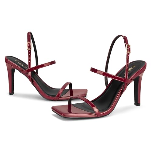 Image of Women's Strappy High Heeled Sandals Open Toe Ankle Strap heels Comfy Weddings Shoes