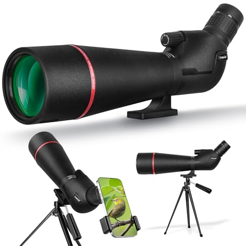 BAK4 Spotting Scope for Birding with Tripod, Angled 25-75x80 Spotting Scopes with Phone Adapter, Prism HD Optics, Waterproof Fogproof Hunting Spotter Scope for Target Shooting, Wildlife Viewing