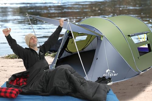 Orrstar Pop Up Tents for Camping 2-4 Person Waterproof Easy Up Setup Camping Tent 2 Big Doors Instant Family Popup-4P-4ZB の商品画像 3