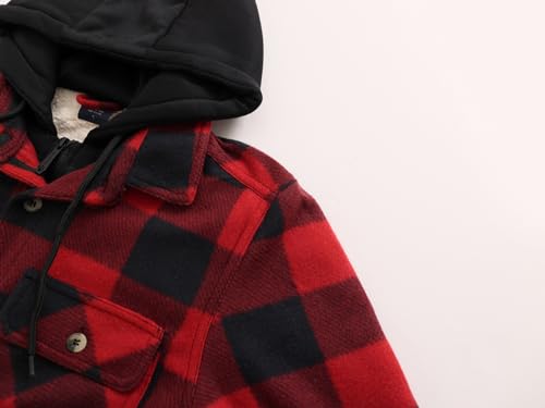 Image of Yasumond Mens Hoodies Fleece Jacket Plaid Flannel Heavy Sherpa Lined Hooded Zip Up Warm Winter Coats Big Tall