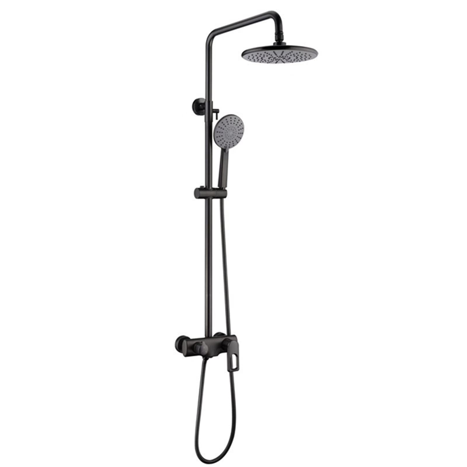 Sistema de ducha de latón de alta presión y grifo de baño cromado con columna ajustable