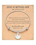 Eryuor College High School 5th 8th Grade Christian Graduation Gifts for Women Her Teen Girls Birthday Baptism Confirmation Gifts Teenage Girl Trendy Stuff Mustard Seed Bracelet Jewelry