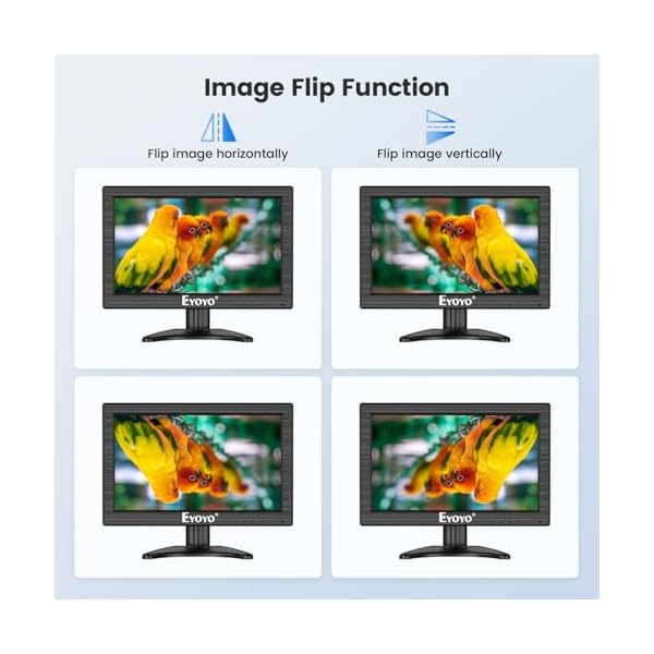 Eyoyo 12 Inch Monitor 16:9 Mini HDMI Monitor Screen 1366x768 Small TV Monitor Display with HDMI VGA BNC AV USB Input for Computer PC RasPi Laptop CCTV Security Analog Camera - Image 4