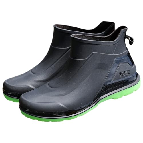 Botas de lluvia cortas para hombre, antideslizantes, impermeables, modernas y cómodas, resistentes a la abrasión, zapatos de trabajo, zapatos de jardín, botas de goma, botas de pesca ligeras, verde