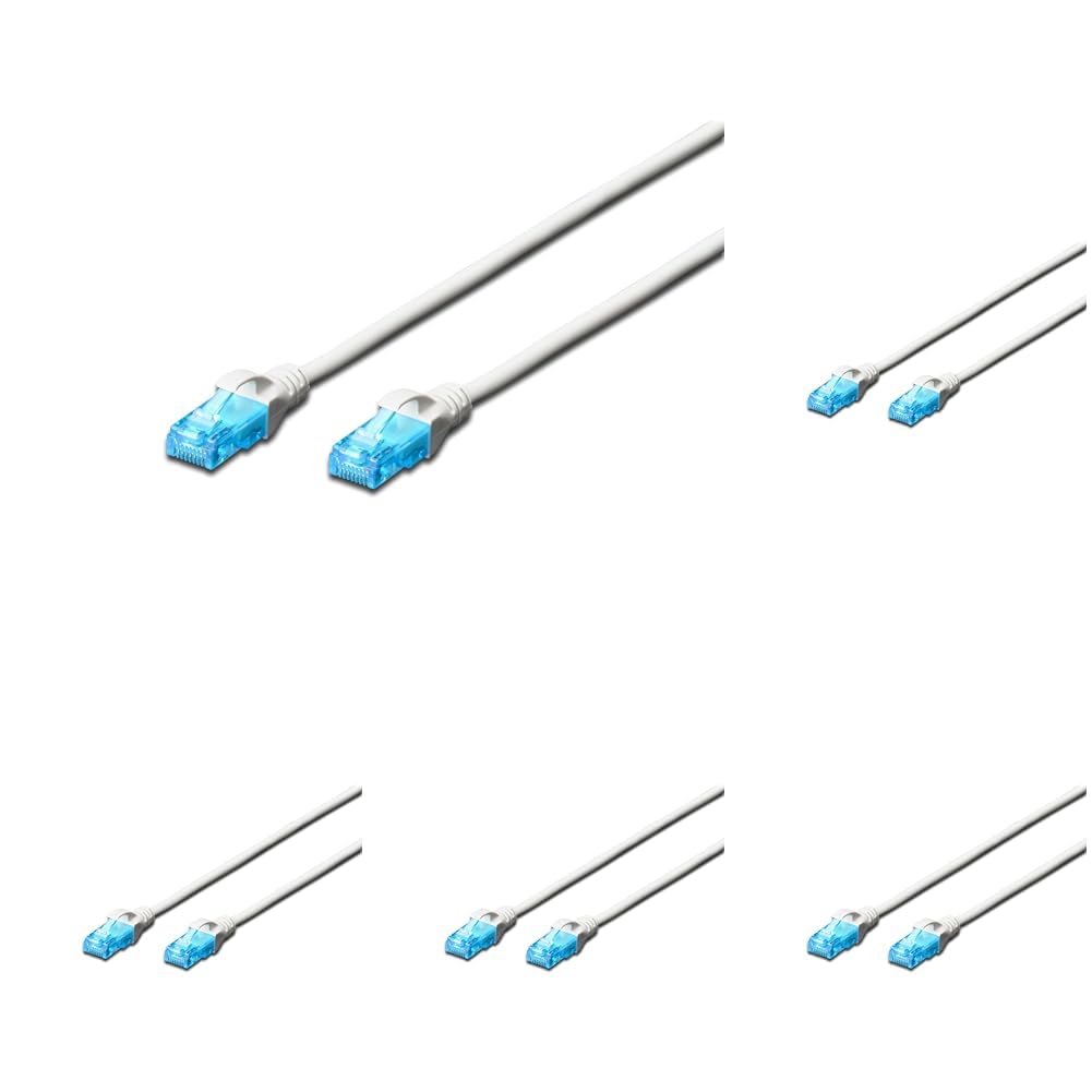 DIGITUS LAN Kabel Cat 5e - 1m - CCA Netzwerkkabel Mit RJ45 - U-UTP Ungeschirmt - Kompatibel zu Cat6 und Cat5 - Rot (Packung mit 5)