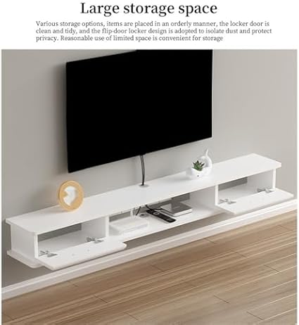 Floating Tv Shelf Stand Cabinet Unit Media Wall Mounted Long Tv Media Units Console With Storage Doors，Floating TV Stand, TV Media Console Stand with Under Flap Doors, Wall Mounted TV Cabine
