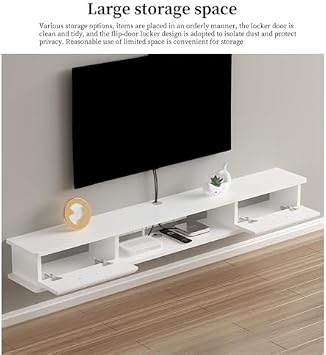 Floating Tv Shelf Stand Cabinet Unit Media Wall Mounted Long Tv Media Units Console With Storage Doors,Floating TV Stand, TV Media Console Stand with Under Flap Doors, Wall Mounted TV Cabine