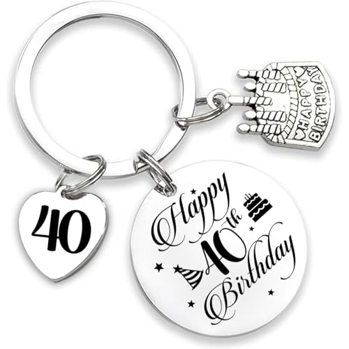 LHPYQ Happy 40th Birthday Keychain Gifts for Women Men,Inspirational Presents