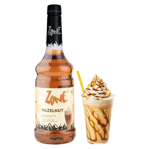 Image of Zone Hazelnut Flavoured Syrups 1000ml - Premium Cafe-Style Syrups for Mocktails, Cocktails, Milkshakes, Coffees, Iced Teas, Sodas & Desserts | Perfect for Home Use, Small Cafes, Bars & Gifting (Hazelnut)