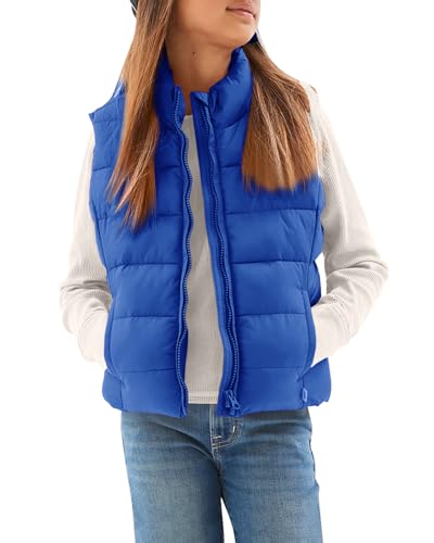Haloumoning Girls Puffer Vest Kids Zip Up Padded Gilet Winter Quilted Jackets Fashion Outwear 5-14 Years