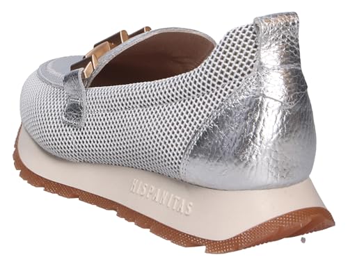 Hispanitas Para Mujer. HV253919 Mocasines De Piel Kansas Plateado (39), Plata, Plano, 1 A 3Cm, Ninguno, Casual - 4