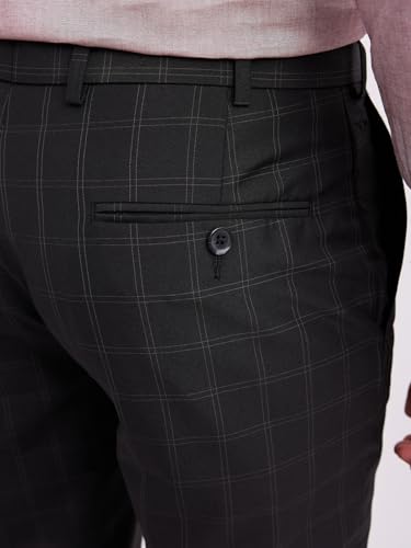 Image of Park Avenue Smart Fit Polyester Blend Checks Pattern Flat Front Formal Trouser