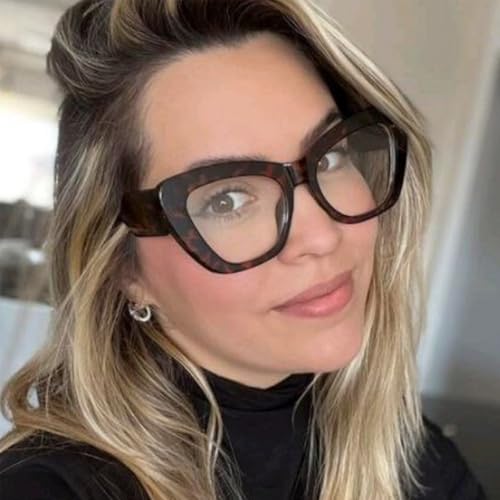 Image of Mirkcittle Oversized Blue Light Blocking Glasses for Women Men Trendy Cat Eye Fake Computer Gaming Eyeglasses