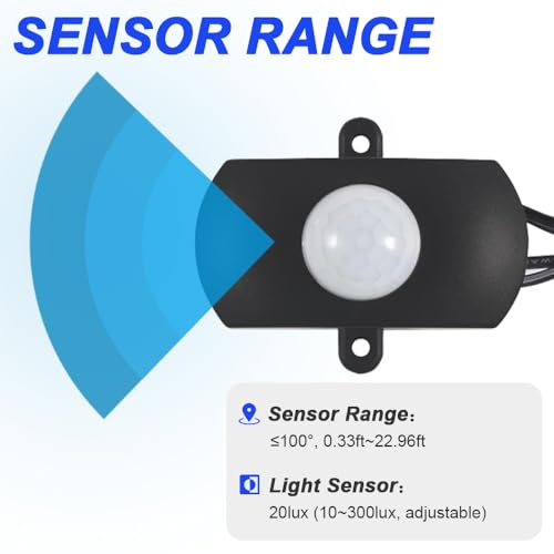 DC 12V to 30V 3A Mini Pir Motion Sensor Switch, Infrared Activated LED Switch Controller LED Motion Sensor Switch for Wall Lamps, with DC Terminal Connector, Screwdriver (2 Pack)