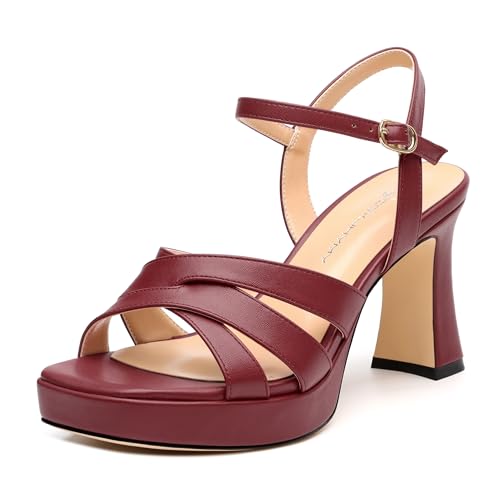 Women's Chunky Platform High Heels Block Heeled Sandals Open Square Toe Ankle Strap Dress Wedding Party Sandal Shoes 3.3''