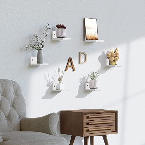Dgdcdv Small Floating Shelf For Wall Set Of 3, Wood Small Wall Shelf For Home Decor Display, Shelf For Small Decor Or Plants, Rustic Floating Shelves With 2 Types Of Installation (White) #TOP6